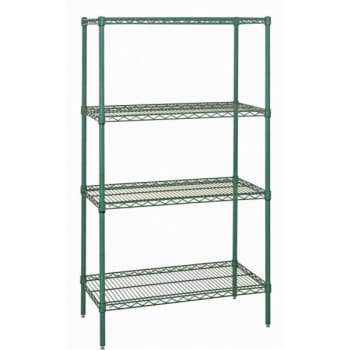 Quantum Storage Systems 4-Shelf Wire Shelving Unit, 24x30x72, Poly Green Epoxy