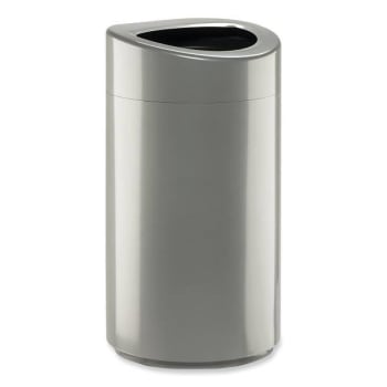 Image for Safco Open Top Oval Waste Receptacle, Steel, 14 Gal, Silver from HD Supply