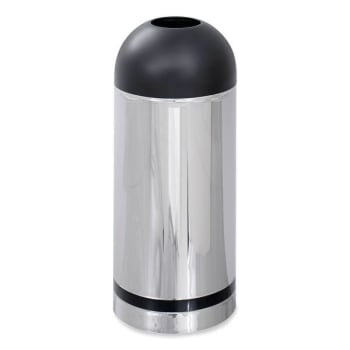 Image for Safco Open Top Dome Waste Receptacle, Steel, 15 Gal, Stainless Steel/Black from HD Supply