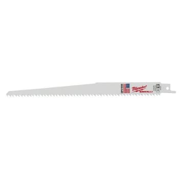 Image for Milwaukee Sawzall 9" 6 TPI Bi-Metal Clean Wood Cutting Reciprocating Saw Blade, 5-Pack from HD Supply