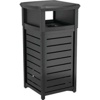 Image for Suncast Commercial 30 Gallon Metal Square 2-Way Lid Trash Can (Black) from HD Supply