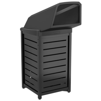 Image for Suncast Commercial 30 Gallon Metal Square Trash Can W/ Chute Lid (Black) from HD Supply
