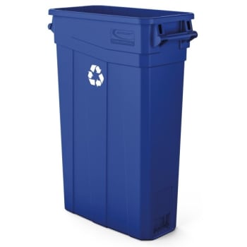 Image for Suncast Commercial 23 Gallon Slim Dual Recycling Trash Can w/ Handles (Blue) from HD Supply