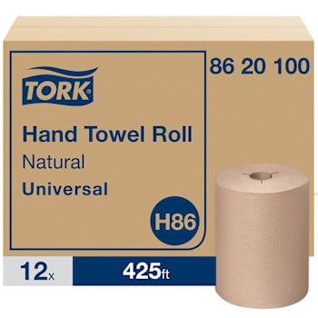 Tork Hand Towel Roll, 1-Ply, Natural, 425 Ft Per Roll, Case Of 12