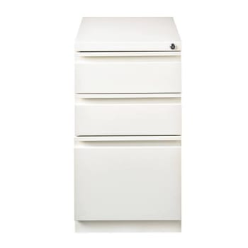 Hirsh 20" Deep Mobile Pedestal File Cabinet, 3 Drawer Bbf, Letter Width, White