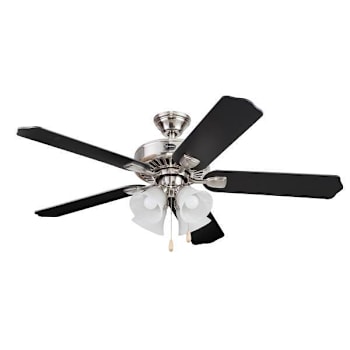 Seasons® Camarillo Dual Mount Ceiling Fan With Four Light Alabaster Style Glass Light Kit, Brushed Nickel