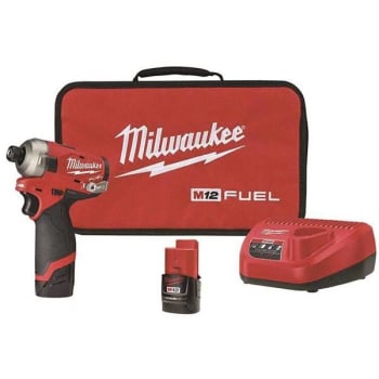 Milwaukee M12 Fuel 12v 1/4" Hex Impact Driver W/ 2x 2.0ah Batteries And Bag