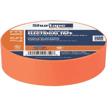 Image for Shurtape Ev 57 3/4 In. X 66 Ft. 7 Mil. Ul-Listed General Purpose Electrical Tape (Orange) from HD Supply