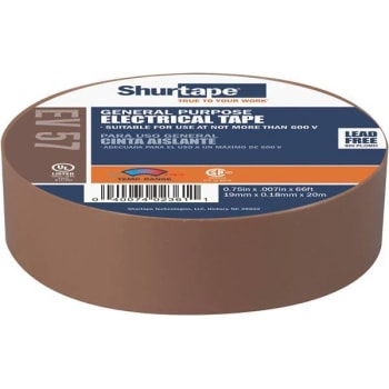 Image for Shurtape Ev 57 3/4 In. X 66 Ft. 7 Mil. Ul-Listed General Purpose Electrical Tape (Brown) from HD Supply