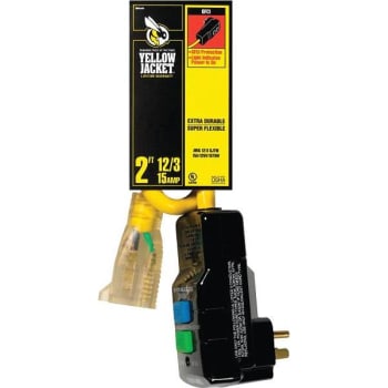 Image for Yellow Jacket 2 Ft. 12/3 Sjtw Right-Angle Gfci Extension Cord W/ Power Light Plug from HD Supply