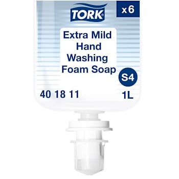 Tork Extra Mild Hand Washing Foam Soap, Fragrance Free, S4 (6 Bottles X 1l)