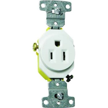 Image for Hubbell Wiring 15a 125v Single Self-Ground Receptacle (White) from HD Supply