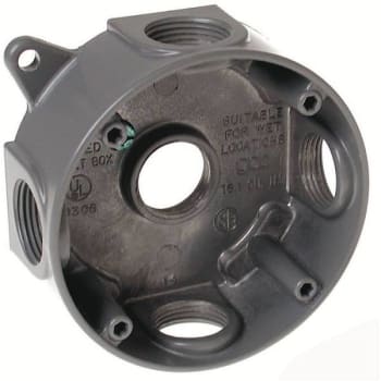 Image for Bell Aluminum Round Weatherproof Outdoor Electrical Box With 5 Outlets With 3/4 In. And 4 Plugs from HD Supply