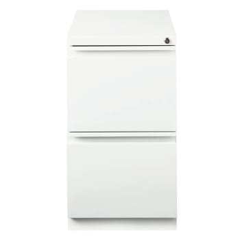 Hirsh 20" Deep Mobile Pedestal File Cabinet, 2 Drawer File-File, Letter Width, White