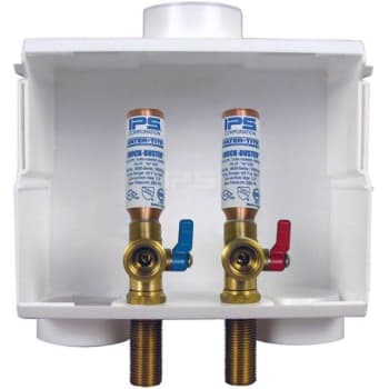 Image for Water-Tite Du-All 1/2 In. PEX Dual-Drain Washing Machine Outlet Box With Hammer Arrestors from HD Supply
