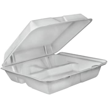 Dart Hinged Container Large White 3-Comparmtent Case Of 200