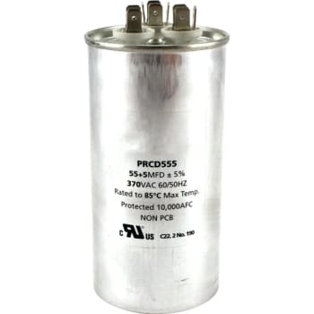 Image for 370 Volt 55/5 MFD Round Run Capacitor from HD Supply