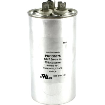 Image for 370 Volt 60/7.5 MFD Round Run Capacitor from HD Supply