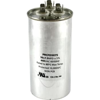 Image for 440 Volt 50/7.5 MFD Round Run Capacitor from HD Supply