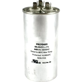 Image for 440 Volt 60/5 MFD Round Run Capacitor from HD Supply