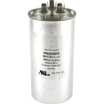 Image for 370 Volt 50/7.5 MFD Round Run Capacitor from HD Supply
