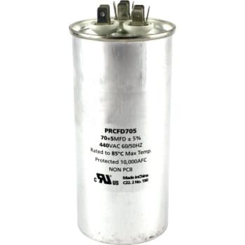 Image for 440 Volt 70/5 MFD Round Run Capacitor from HD Supply