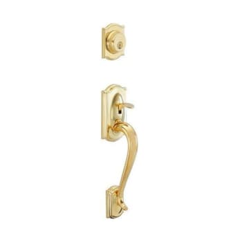 Image for Schlage F-Series Lock Exterior Lever Camelot Design Lifetime (Bright Brass) from HD Supply