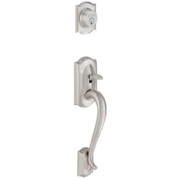 Image for Schlage F-Series Lock F58 Exterior Lever Camelot Design (Satin Nickel) from HD Supply