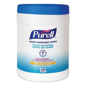 Sanitizing Hand Wipes, 6.75 X 6, Fresh Citrus, White, 270 Wipes/Canister
