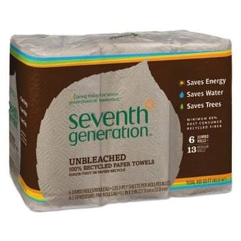 Seventh Generation Unbleached 100% Recycled Paper Towel Rolls, Package Of 6