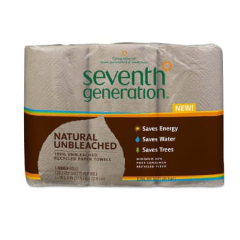 Seventh Generation Unbleached 100% Recycled Paper Towel Rolls, Package Of 6