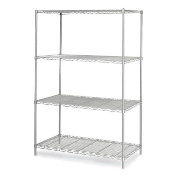 Safco 4-Shelf Industrial Wire Shelving, 48"W X 24"D X 72"H, Metallic Gray