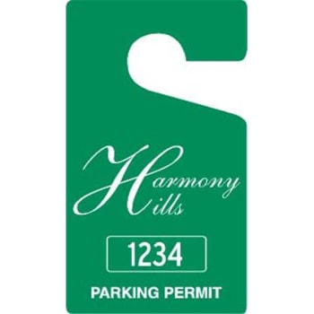 Custom Plastic Parking Permit Tags, Solid Green, Large, Package Of 100