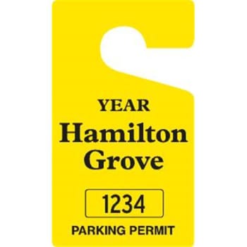 Image for Custom Plastic Parking Permit Tags, Solid Yellow, Large, Package Of 100 from HD Supply