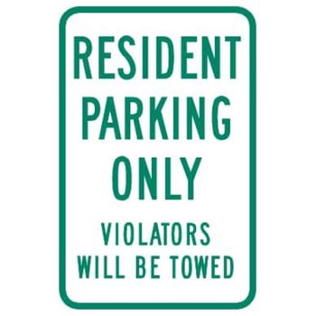 Image for "Resident Parking Only"/Violators Will Be Towed" Sign, Reflective, 12 x 18" from HD Supply