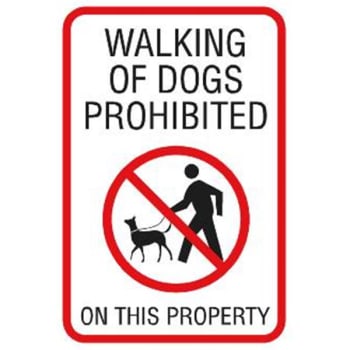 Image for Walking Dogs Prohibited Sign, Non-Reflective, 12 X 18 from HD Supply
