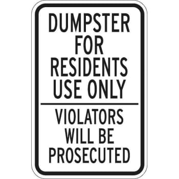 Image for "dumpster For Resident Use Only" Sign, Reflective, 12 X 18" from HD Supply