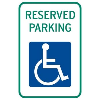 "reserved Parking Disabled" Parking Sign, White Reflective, 12 X 18"