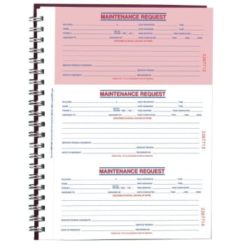 3-Part Maintenance Request Book, 3 To A Page, Stock Design