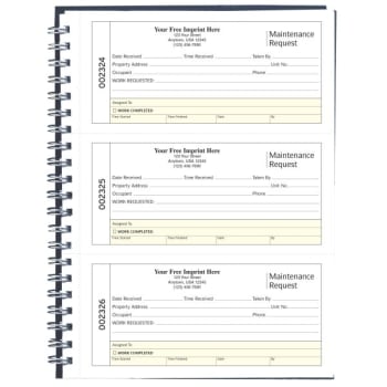 Personalized 3-Part Maintenance Request Book, 3 To A Page