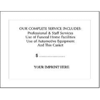 Image for Casket Price Panel Card, APPC-7 Package Of 100 from HD Supply
