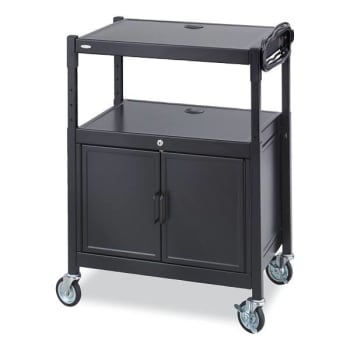 Image for Safco Steel Adjustable Av Cart With Cabinet, 3 Shelf, 26.75x20.5x42, Black from HD Supply