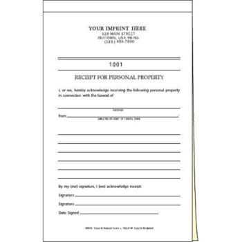 Image for 2-Part Personal Property Receipts Package Of 100 from HD Supply