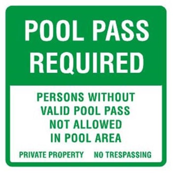 Image for Pool Pass Required Sign, Non-Reflective, 18 X 18 from HD Supply