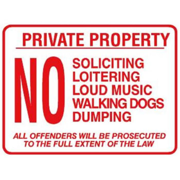 Image for No Soliciting/loud Music/dogs Horizontal Sign, Red Non-reflective, 24 X 18" from HD Supply