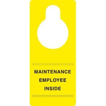 Maintenance Door Tags, Yellow Plastic, 3-1/2 X 8", Package Of 10