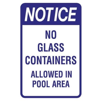 Image for "no Glass Containers Allowed In Pool Area" Sign, Non-Reflective, 12 X 18" from HD Supply