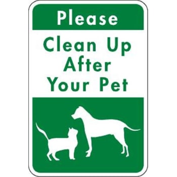 Image for Please Clean Up After Your Pet Sign, Green Non-Reflective, 12 X 18" from HD Supply