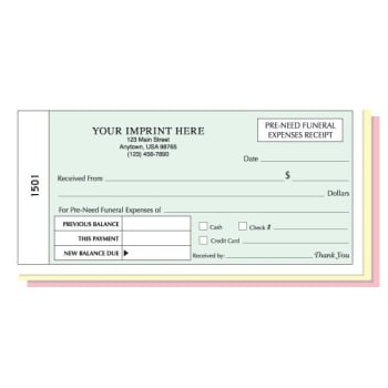 Image for Pre-Need Funeral Expenses Receipt Book from HD Supply