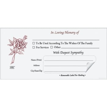 EZ Memorial Offering Envelope, Removable Label, 7.5" x 4". Package Of 500